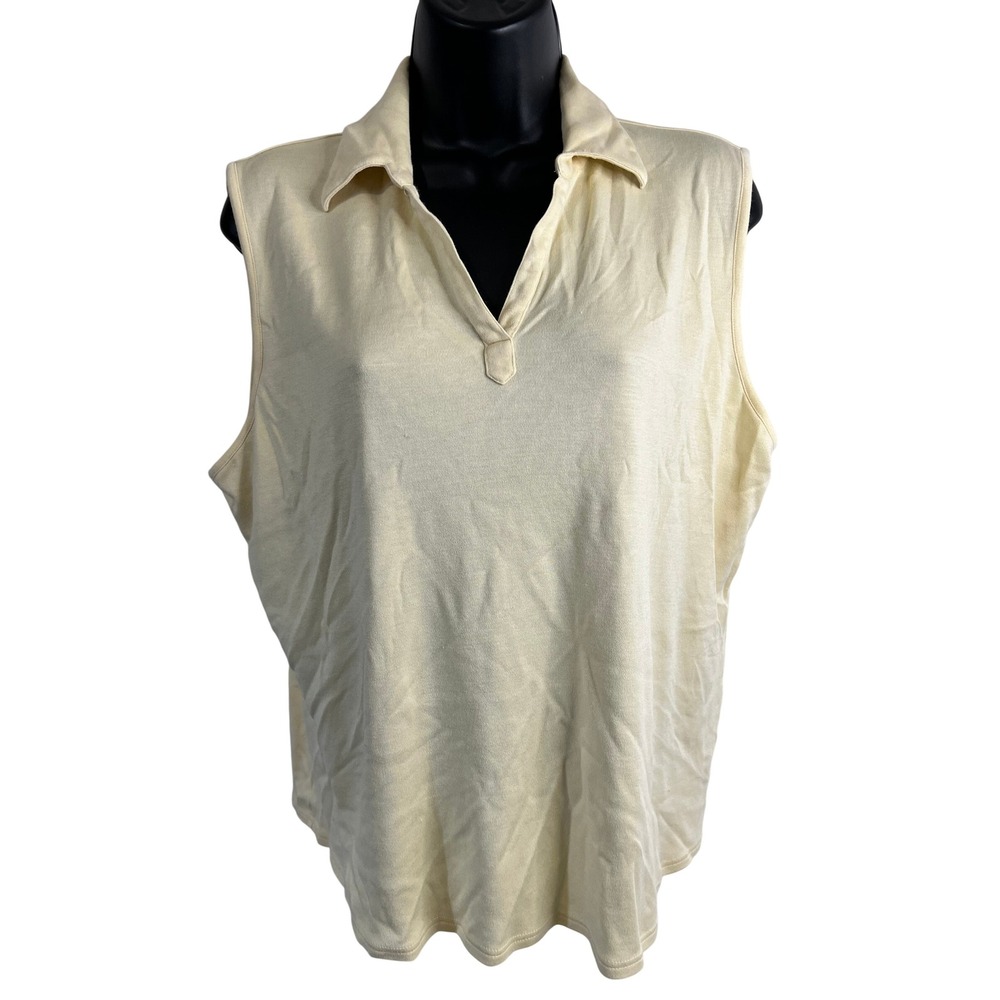 Liz Golf Liz Claiborneβ Sleeveless Polo Shirt Women Cream Collar